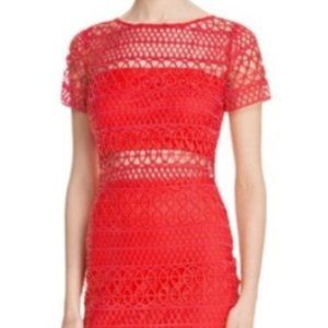 NWT - Just Me Red Crochet Cutout Midi Dress